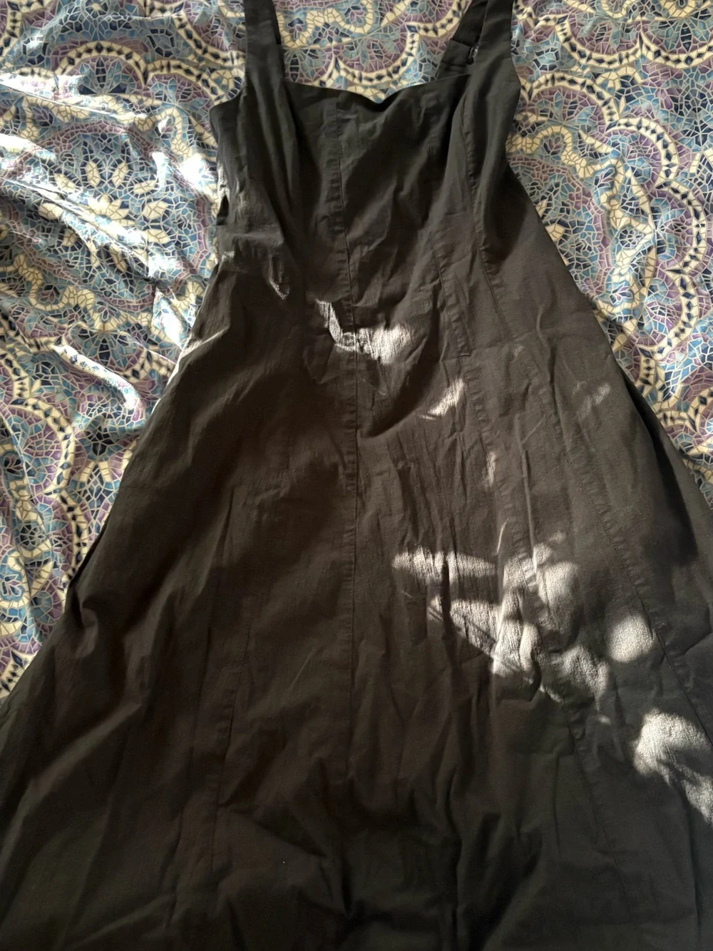 Abercrombie & Fitch Black Sleeveless Square-Neck Maxi Dress with Pockets Cotypn